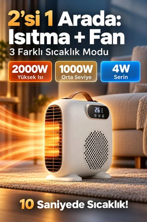 2000W Uzaktan Kumandalı Elektrikli Fanlı Isıtıcı Soba Üflemeli Portatif Masaüstü Ev Oda Sobası