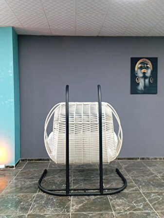 Bahçe balkon salıncağı ip örgü iki kişilik Krem 