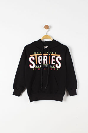 Stories Baskılı Kapşonlu Sweatshirt