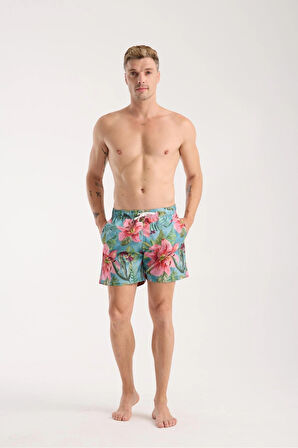 Hibiscus Desenli Deniz Şortu