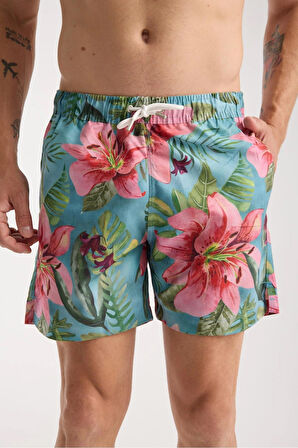 Hibiscus Desenli Deniz Şortu