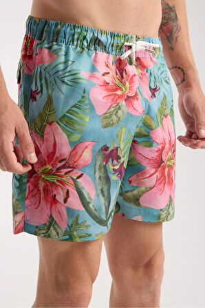 Hibiscus Desenli Deniz Şortu
