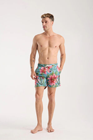 Hibiscus Desenli Deniz Şortu