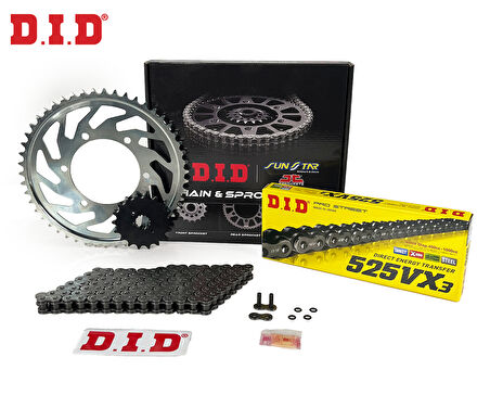 ZİNCİR DİŞLİ SETİ HONDA XL V TRANSALP (650 cc)  (2000-2007) / HONDA / XL V TRANSALP / 650cc / ZİNCİR: DID-525VX3 (Çelik)-118 / ÖN-ARKA DİŞLİ: SUNSTAR (15T-48T) / 2000-2001-2002-2003-2004-2005-2006-2007