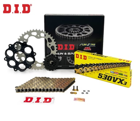 ZİNCİR DİŞLİ SETİ DUCATI MULTISTRADA (1200 cc)  (2010-2017) / DUCATI / MULTISTRADA / 1200cc / ZİNCİR: DID-530VX3 (Gold)-108 / ÖN-ARKA DİŞLİ: SUNSTAR (15T-40T) / 2010-2011-2012-2013-2014-2015-2016-2017