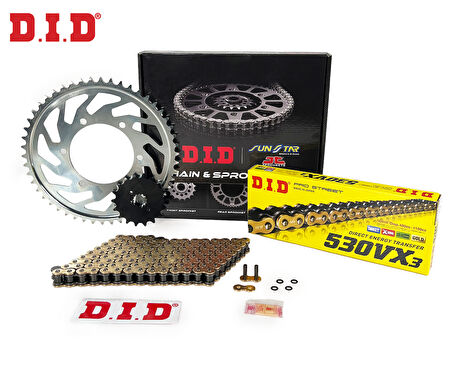 ZİNCİR DİŞLİ SETİ KAWASAKI ZZR / ZX-14R (1400 cc)  (2006-2010) / KAWASAKI / ZZR / ZX-14R / 1400cc / ZİNCİR: DID-530VX3 (Gold)-116 / ÖN-ARKA DİŞLİ: SUNSTAR (17T-41T) / 2006-2007-2008-2009-2010