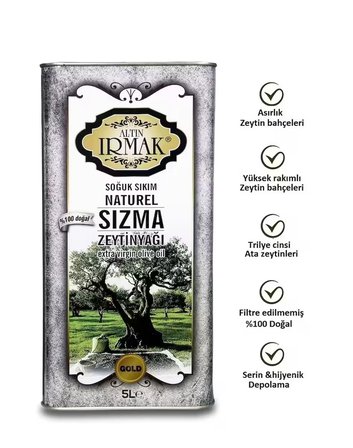 Fabrikasından Tüketiciye  Butik Üretim PREMİUM GURME Filtresiz Yeni Sezon Erken Hasat Soğuk Sıkım Natürel Sızma Zeytinyağı 5 litre
