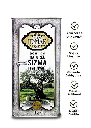 altın ırmak GOLD PREMİUM GURME yeni sezon trilye filitresiz soğuk sıkım natürel sızma zeytinyağı 5 litre