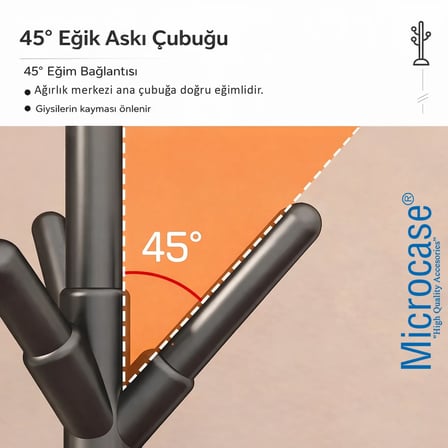 Microcase Metal Portatif 9 Asma Bölmeli Elbise Kıyafet Askısı AL5481