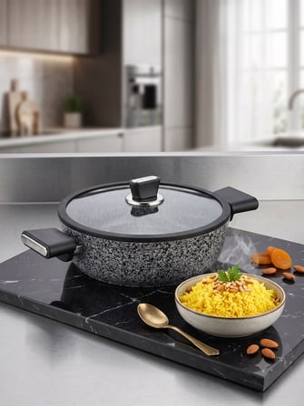 Silver Stone Ultra Güçlü Granit Basık Pilav Karnıyarık Tenceresi 30 cm