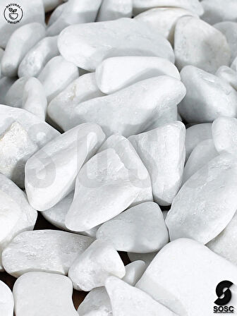SOSC Natural Beyaz Dolomit Kristal Dekoratif Çakıl Taşı, İç ve Dış Mekan Peyzaj için, 2-4 cm, 1 kg, Bahçe Saksı Süsü