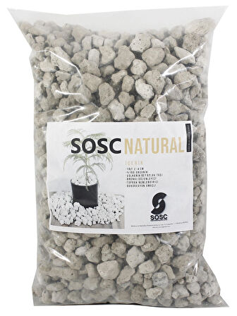 SOSC Natural Volkanik Beyaz Dekoratif Pomza Taşı, 2-4 cm, 10 Litre, Drenaj ve Toprak Nemlendirici Özellikli, Saksı Süsleme