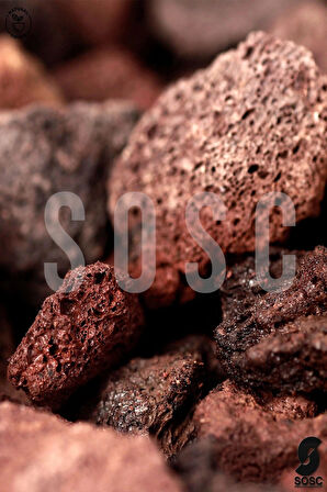 SOSC Natural Kırmızı Pomza Taşı 2-3 cm Volkanik Cürüf Ponza Lav Kırığı 3 Lt