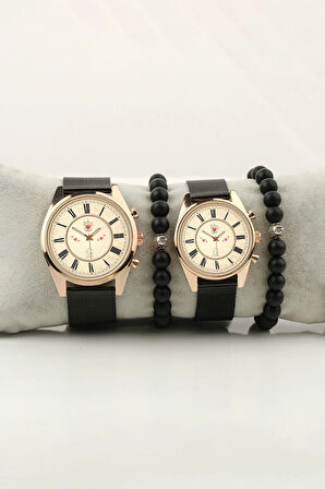 Romen Rakam Minimal Kalpler Çift Kol Saati Set Bileklik Hediye Özel Sevgili Saatleri