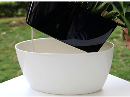 Kendinden Sulamalı Parlak Oval Akıllı Saksı (Büyük Boy)