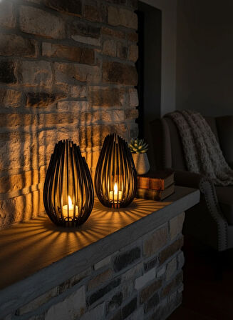 Shadow  Serisi 2 li Abajur - Dekoratif Aydınlatma - Gece Lambası - Masaüstü Lamba - Dekoratif Mumluk