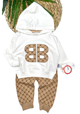 Unisex BB Harf Baskılı Pamuklu Alt Üst Takım