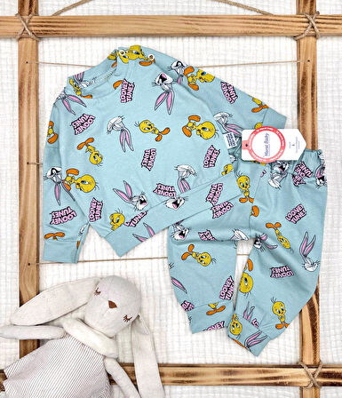 Kız Bebek Tweety Bugs Bunny Pamuklu Alt Üst Takım