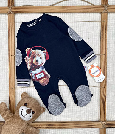 Erkek Bebek Ayıcık Teddy Pamuklu Tulum