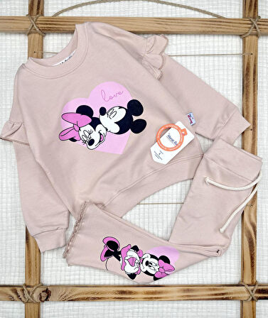 Kız Çocuk Minnie Mickey Mouse Pamuklu Taytlı Alt Üst Takım