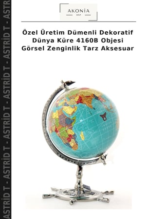 Özel Üretim Dümenli Dekoratif Dünya Küre 4160B Objesi Görsel Zenginlik Tarz Aksesuar