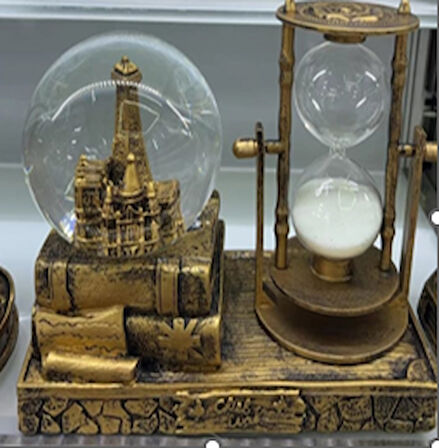 Dekoratif Kar Küresi ve Kum Saati GOLD