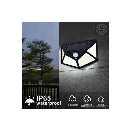 Solar Hareket Sensörlü Duvar Lambası 100 Led