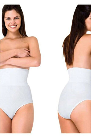 Kadın Beyaz Yüksek Bel Slip Külot 2079