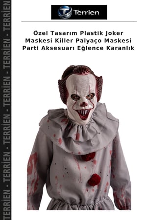 Özel Tasarım Plastik Joker Maskesi Killer Palyaço Maskesi Parti Aksesuarı Eğlence Karanlık
