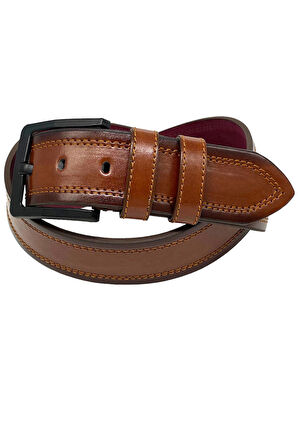 4.5 cm. Spor Suni Deri Desensiz Düz Model Erkek Kemer Taba