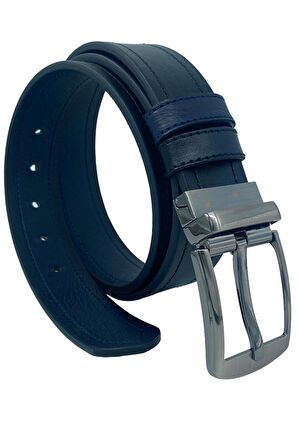4 Cm Çift Taraflı Suni Erkek Spor Kemer Siyah/Lacivert 