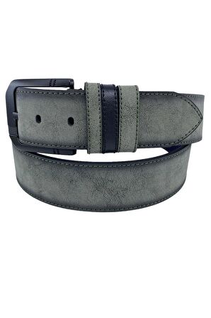 4.5 cm Spor Süet Suni Deri Dikişli Model Erkek Kemer Haki Yeşil