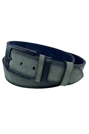 4.5 cm Spor Süet Suni Deri Dikişli Model Erkek Kemer Haki Yeşil