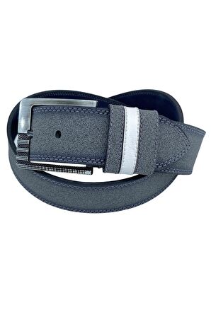 4.5 cm. Spor Suni Deri Çift Dikişli Model Erkek Kemer Gri