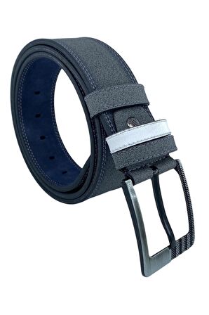 4.5 cm. Spor Suni Deri Çift Dikişli Model Erkek Kemer Gri