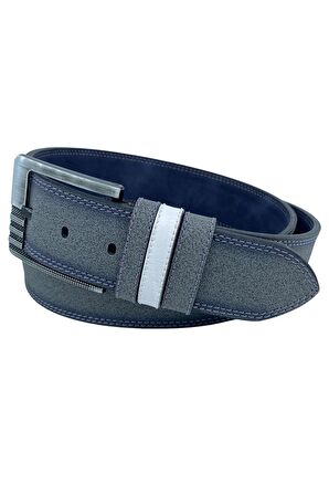 4.5 cm. Spor Suni Deri Çift Dikişli Model Erkek Kemer Gri