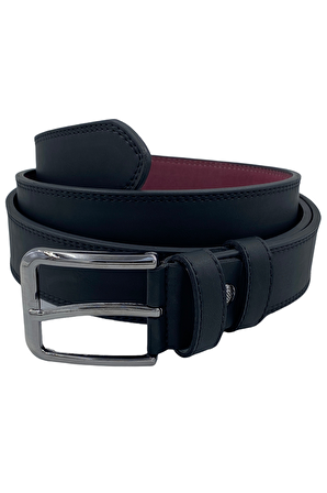 4 cm. Battal Spor Suni Deri Dikişli Model Kemer Siyah