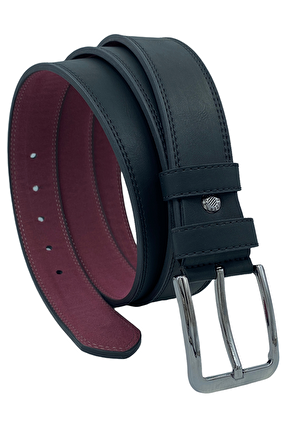 4 cm. Battal Spor Suni Deri Dikişli Model Kemer Siyah