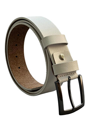 4 cm. Spor Hakiki Deri Düz Model Erkek Kemer Beyaz