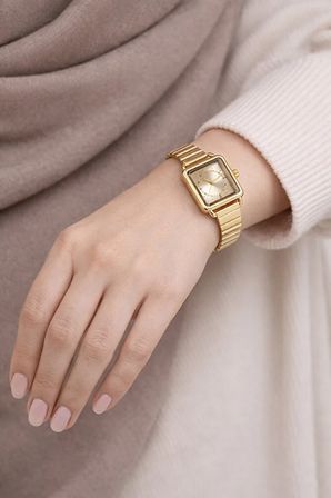 Minimal Kare Kasa Gold Kadran Roma Rakamlı Genç Kız Kadın Kol Saat