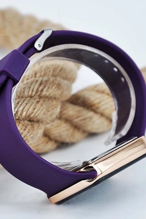Rose Renk Kasa Mor Silikon Kordonlu Şık Sade Dokunmatik Unisex Kol Saati