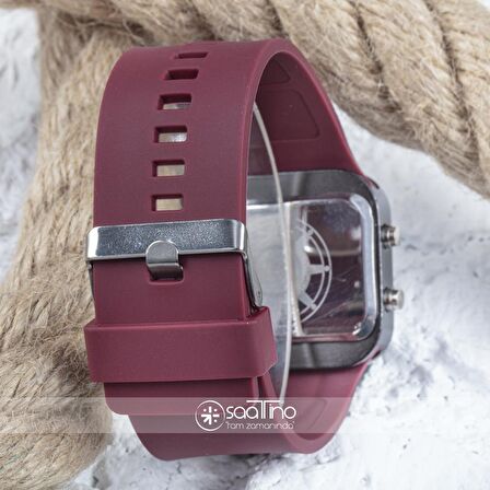 Spectrumwatch Smooth & Bordeaux Led Dijital Bordo Kol Saat Bileklik Saat ST-303058