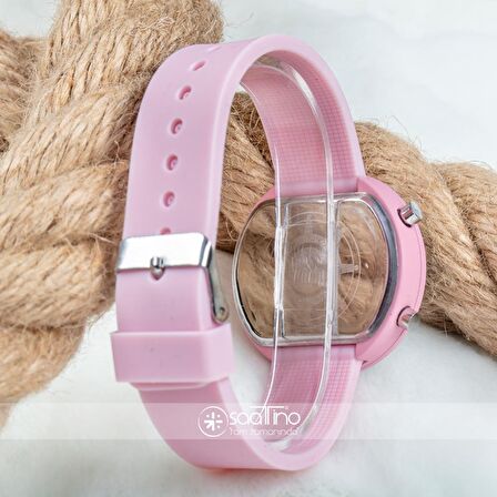 Toz Pembe Renk Led Watch Dijital Bayan Yetişkin Kız Çocuk Kol Silikon Saati ST-303479