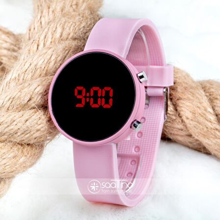 Toz Pembe Renk Led Watch Dijital Bayan Yetişkin Kız Çocuk Kol Silikon Saati ST-303479