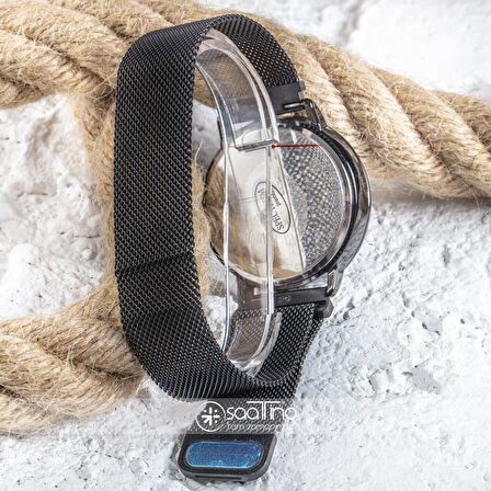 Black Watch Hasır Mıknatıslı Kordon Siyah Unisex Dokunmatik Kol Saati ST-303503