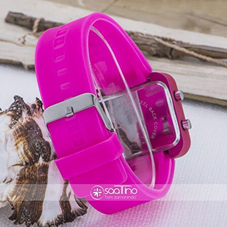 Pembe Kare Dijital Led Ekran Pembe Silikon Kordonlu Bayan Saat ST-303620