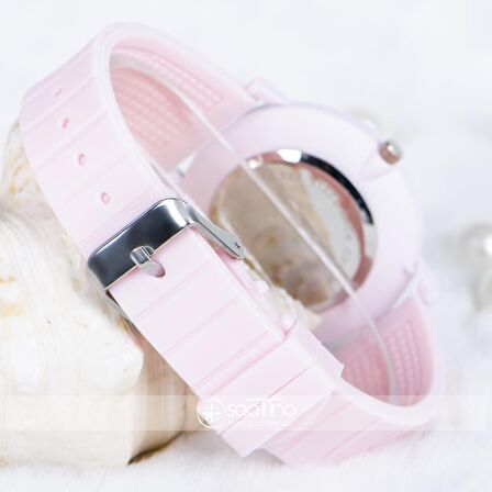 Şık Kadın Saat Toz Pembe Silikon Kordon Spor Kasa Bayan Saat ST-303806
