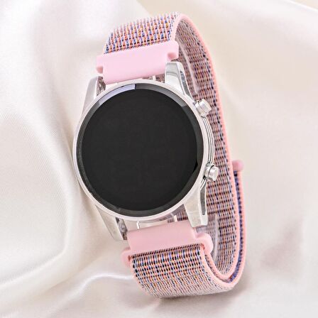 Pembe Renk Çelik Dijital Cırtlı Kanvas Kordon Led Kadın Kol Saati ST-304177
