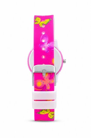 Kelebek Desenli Pembe Kız Çocuk Kol Saati Analog Saat ST-304418