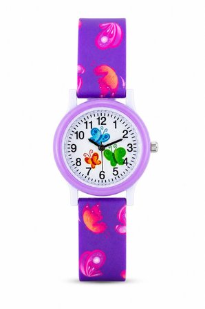 Kelebek Desenli Lila Kız Çocuk Kol Saati Analog Saat ST-304419